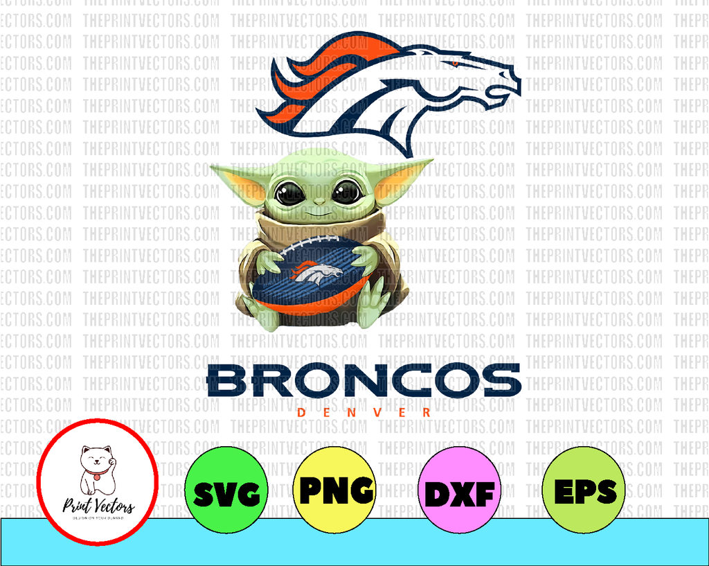 Baby Yoda with Denver Broncos NFL PNG,  Baby Yoda NFL png, NFL png, Sublimation ready, png files for sublimation,printing DTG printing - Sublimation design download - T-shirt design sublimation design