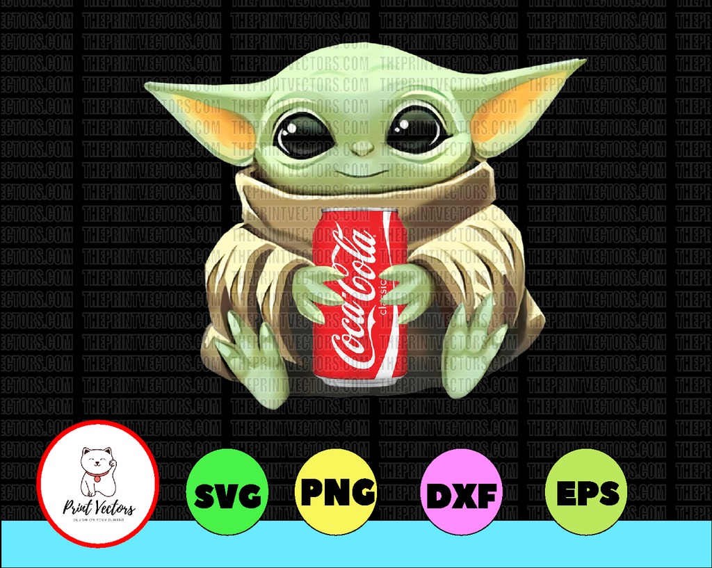 Baby Yoda with Coca Cola PNG,  Baby Yoda png, Sublimation ready, png files for sublimation,printing DTG printing - Sublimation design download - T-shirt design sublimation design