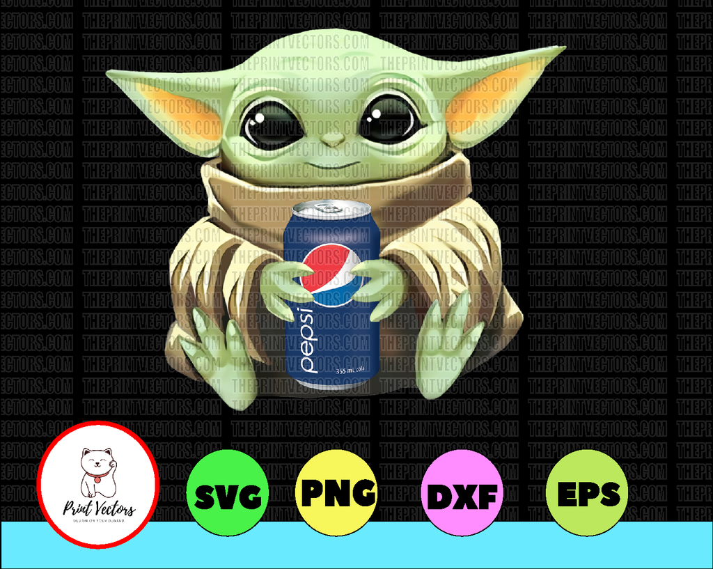 Baby Yoda with Pepsi PNG,  Baby Yoda png, Sublimation ready, png files for sublimation,printing DTG printing - Sublimation design download - T-shirt design sublimation design