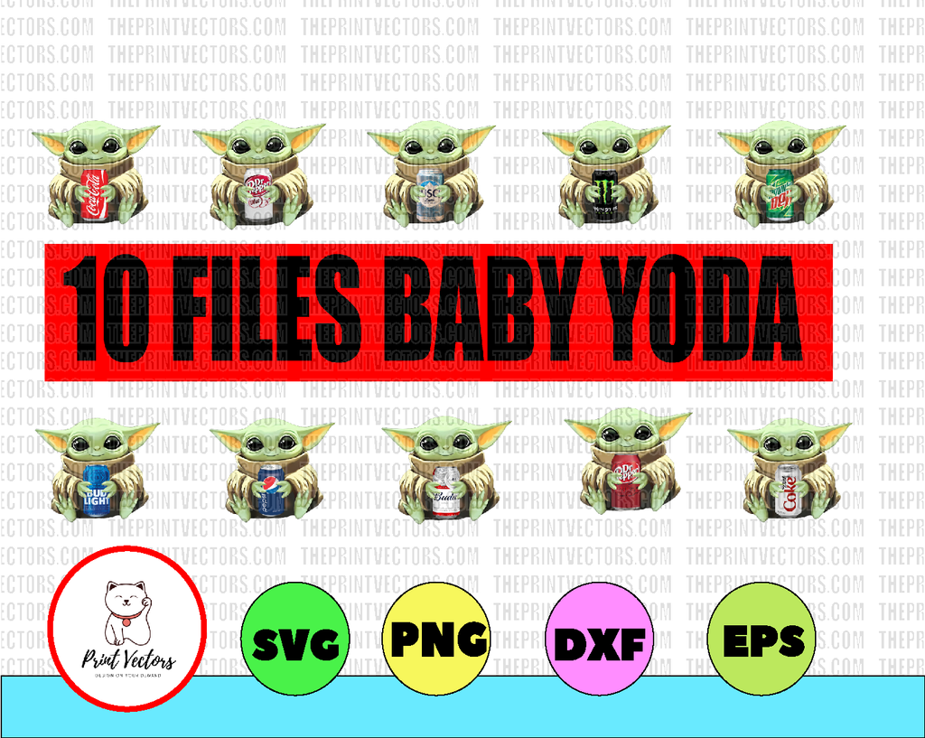 10 Files Baby Yoda Drink PNG, Baby Yoda png, Sublimation ready, png files for sublimation,printing DTG printing - Sublimation design download - T-shirt design sublimation design
