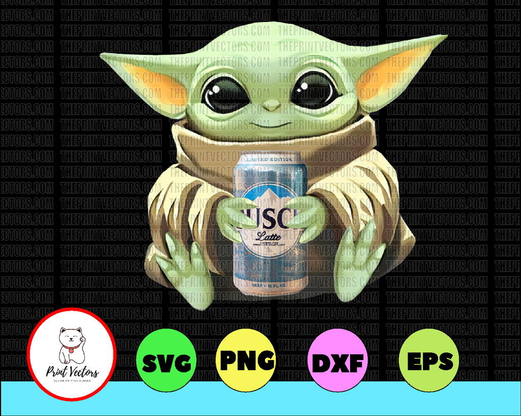Baby Yoda with BUSCH Latte PNG,  Baby Yoda png, Sublimation ready, png files for sublimation,printing DTG printing - Sublimation design download - T-shirt design sublimation design
