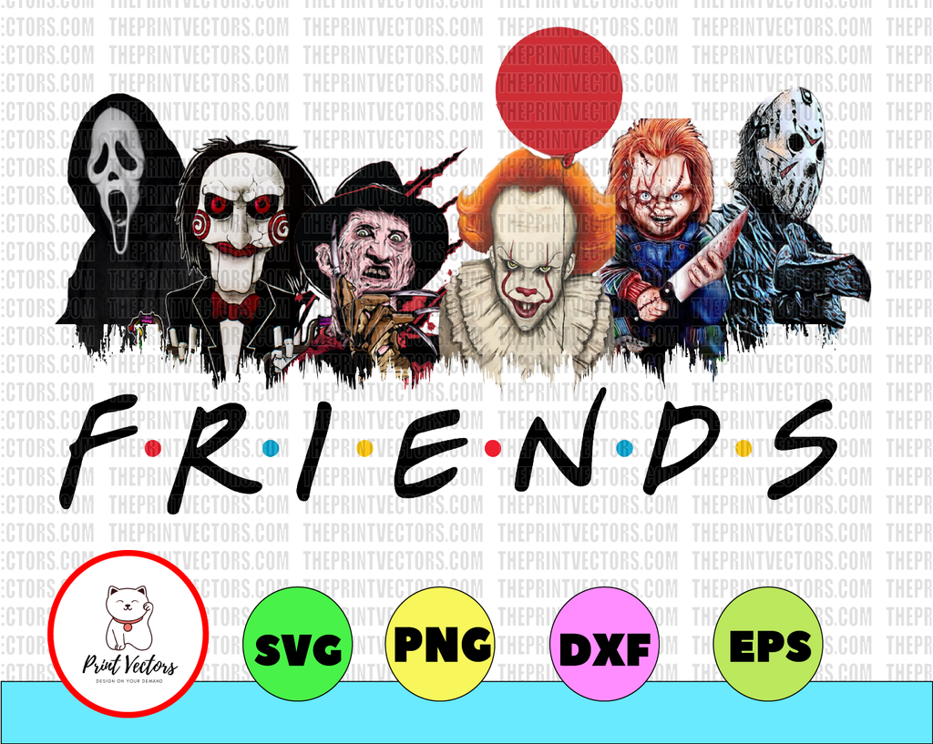 Horror Characters Friends PNG, Happy Halloween, Halloween Gift, Sublimated Printing/INSTANT DOWNLOAD/Png Printable/Digital Print Design