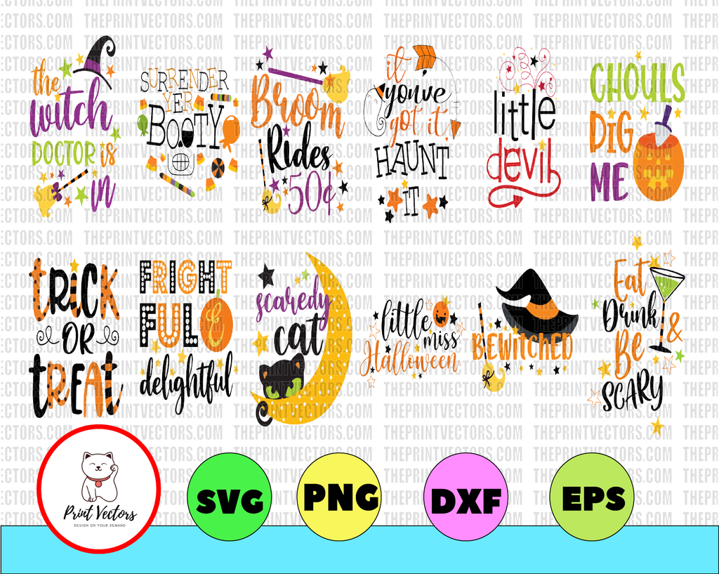 Halloween Sentiments Three - 12 SVG and Graphic Files - Personal and Small Business Use - Halloween SVG, Halloween Graphics