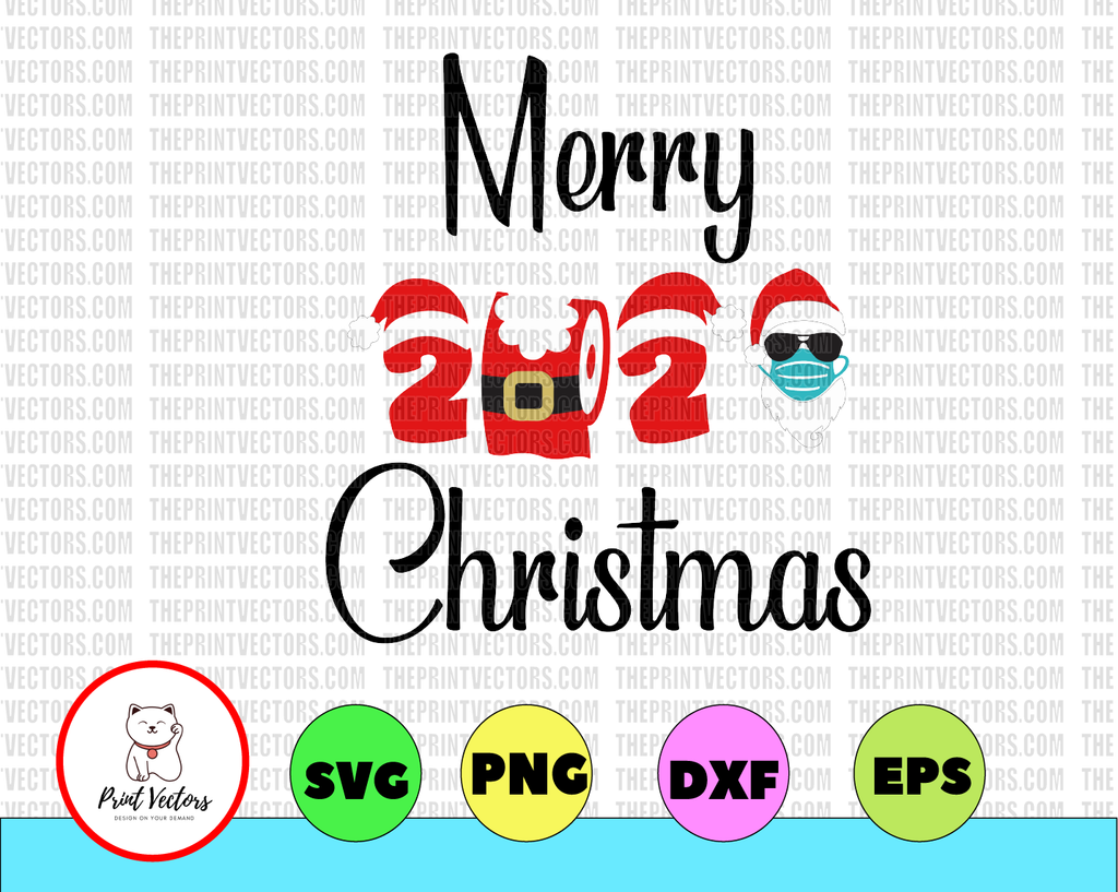 Masked and Merry SVG, Mask Santa cut file, Christmas social distancing, cricut and silhouette, Holiday clipart