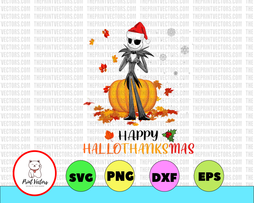 Jack Skellington Pumpkin Happy Hallothanksmas Halloween And Christmas  Halloween , Thanksgiving, Christmas PNG  File Design