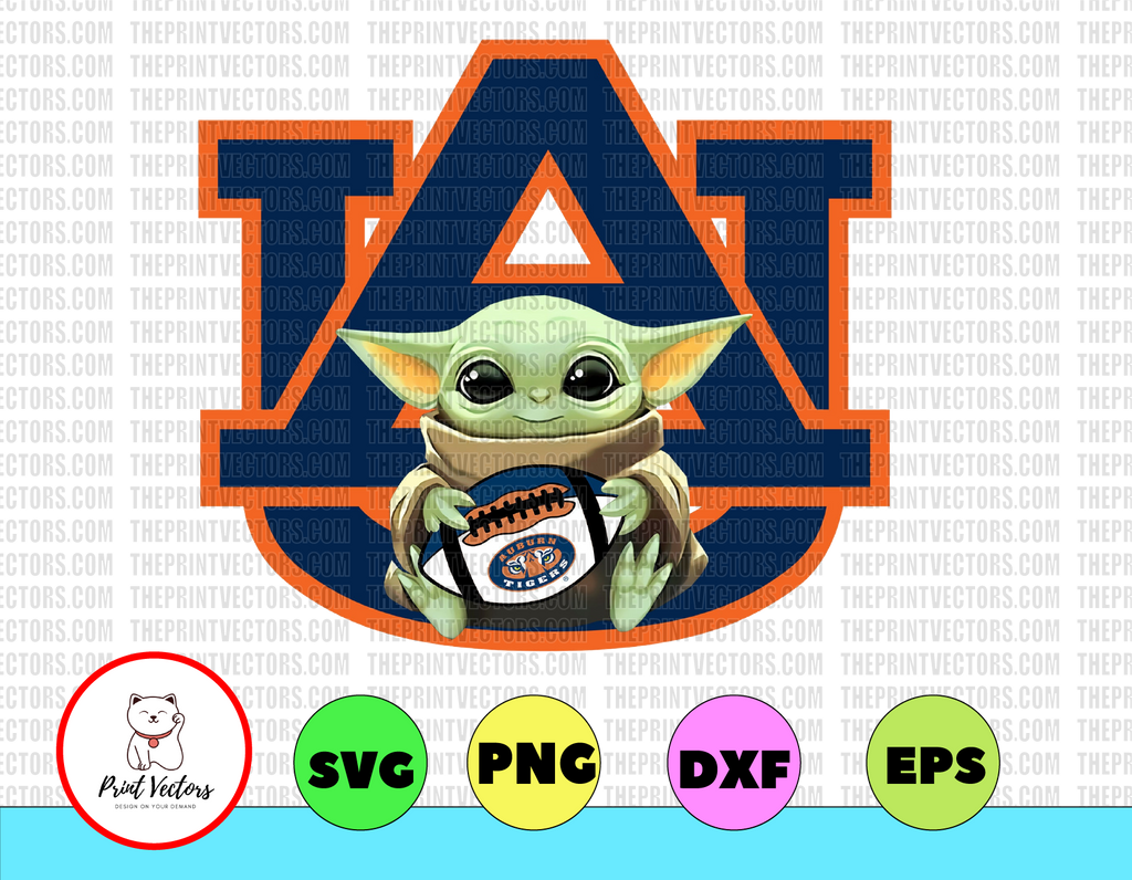 Baby Yoda with Auburn Tigers Football PNG,  Baby Yoda png, NCAA png, Sublimation ready, png files for sublimation,printing DTG printing - Sublimation design download - T-shirt design sublimation design