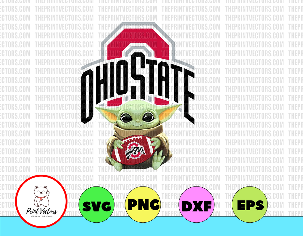 Baby Yoda with Ohio State Buckeyes Football PNG,  Baby Yoda png, NCAA png, Sublimation ready, png files for sublimation,printing DTG printing - Sublimation design download - T-shirt design sublimation design