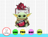 Baby Yoda with Arkansas Razorbacks Football PNG, Chiefs Png File, Baby Yoda png, NCAA png, Sublimation ready, png files for sublimation,printing DTG printing - Sublimation design download - T-shirt design sublimation design