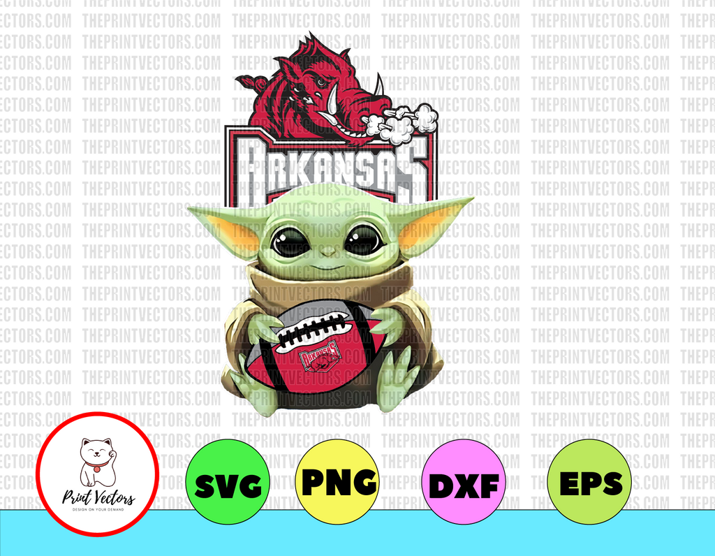 Baby Yoda with Arkansas Razorbacks Football PNG, Chiefs Png File, Baby Yoda png, NCAA png, Sublimation ready, png files for sublimation,printing DTG printing - Sublimation design download - T-shirt design sublimation design