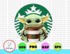 Baby Yoda with Starbucks Football PNG,  Baby Yoda png, NCAA png, Sublimation ready, png files for sublimation,printing DTG printing - Sublimation design download - T-shirt design sublimation design
