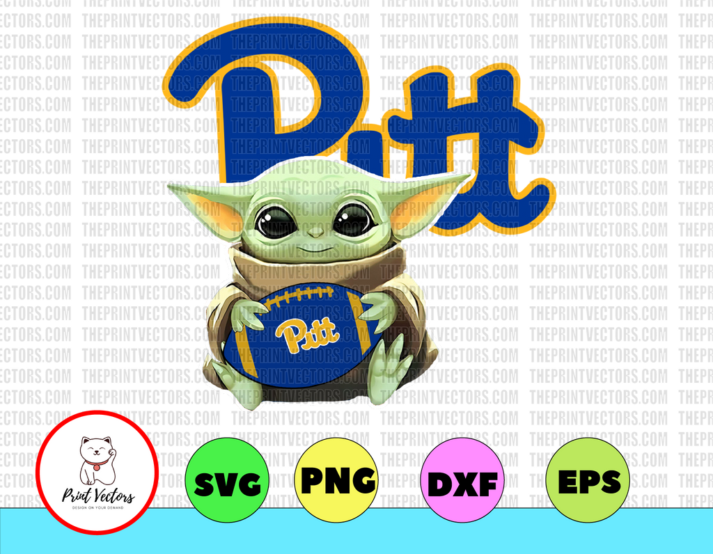 Baby Yoda with Pittsburgh Panthers Football PNG,  Baby Yoda png, NCAA png, Sublimation ready, png files for sublimation,printing DTG printing - Sublimation design download - T-shirt design sublimation design