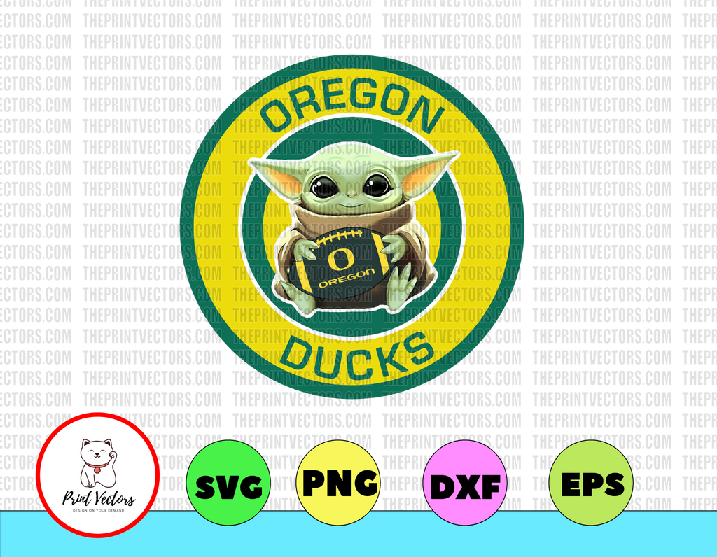 Baby Yoda with Oregon Ducks Football PNG,  Baby Yoda png, NCAA png, Sublimation ready, png files for sublimation,printing DTG printing - Sublimation design download - T-shirt design sublimation design