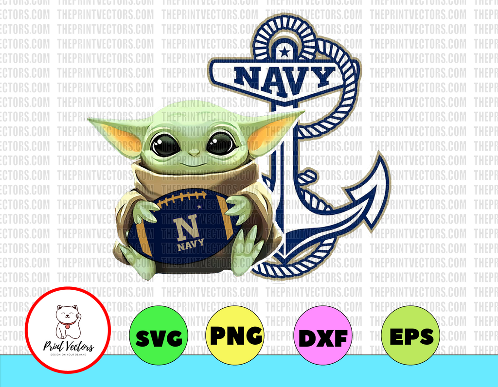 Baby Yoda with Navy Midshipmen Football PNG,  Baby Yoda png, NCAA png, Sublimation ready, png files for sublimation,printing DTG printing - Sublimation design download - T-shirt design sublimation design