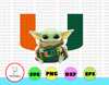 Baby Yoda with Miami Hurricanes Football PNG,  Baby Yoda png, NCAA png, Sublimation ready, png files for sublimation,printing DTG printing - Sublimation design download - T-shirt design sublimation design