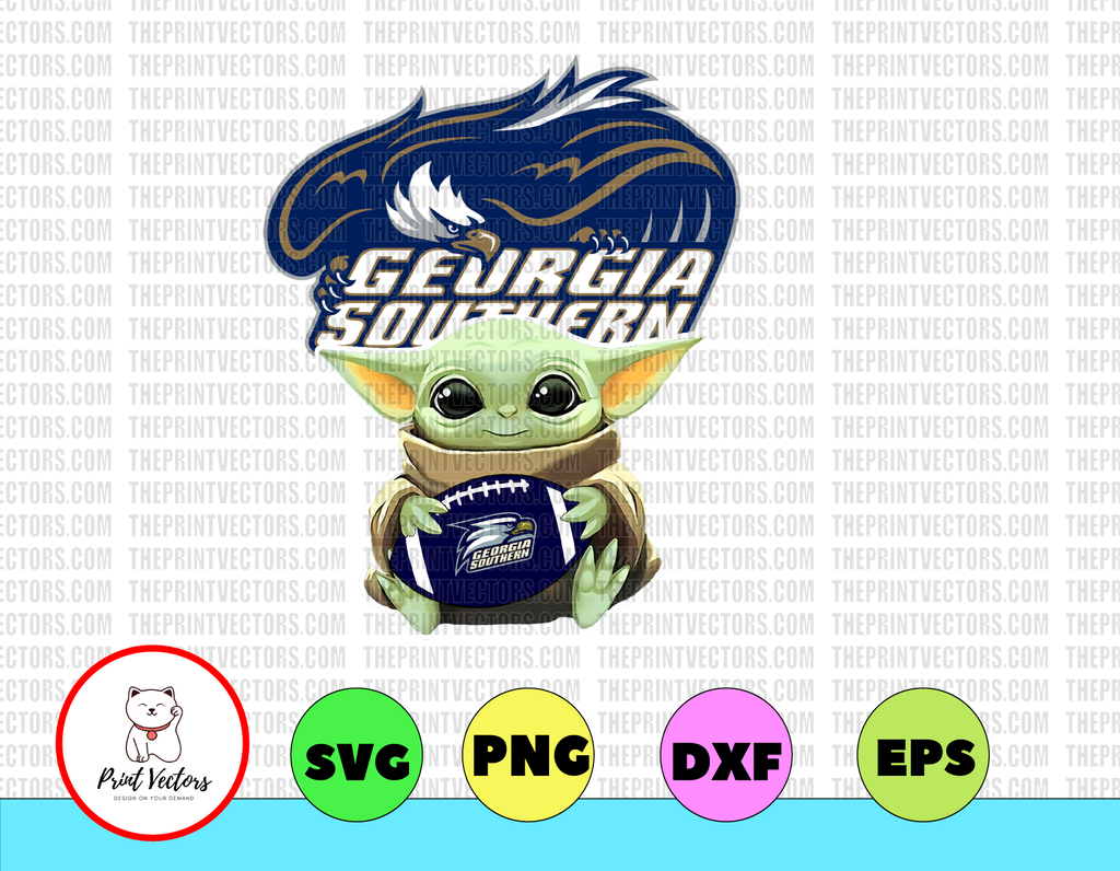 Baby Yoda with Georgia Southern Eagles Football PNG,  Baby Yoda png, NCAA png, Sublimation ready, png files for sublimation,printing DTG printing - Sublimation design download - T-shirt design sublimation design