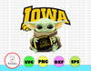 Baby Yoda with Iowa Hawkeyes Football PNG,  Baby Yoda png, NCAA png, Sublimation ready, png files for sublimation,printing DTG printing - Sublimation design download - T-shirt design sublimation design