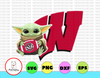 Baby Yoda with Wisconsin Badgers Football PNG,  Baby Yoda png, NCAA png, Sublimation ready, png files for sublimation,printing DTG printing - Sublimation design download - T-shirt design sublimation design