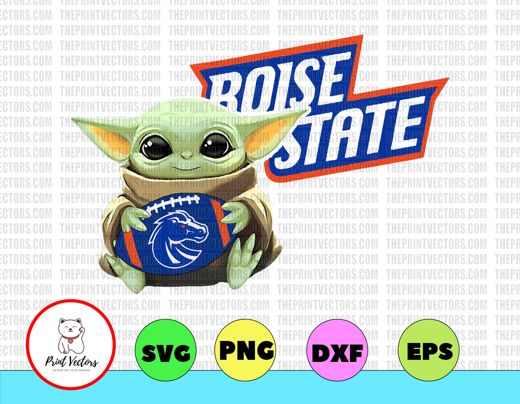 Baby Yoda with Boise State Broncos  Football PNG,  Baby Yoda png, NCAA png, Sublimation ready, png files for sublimation,printing DTG printing - Sublimation design download - T-shirt design sublimation design