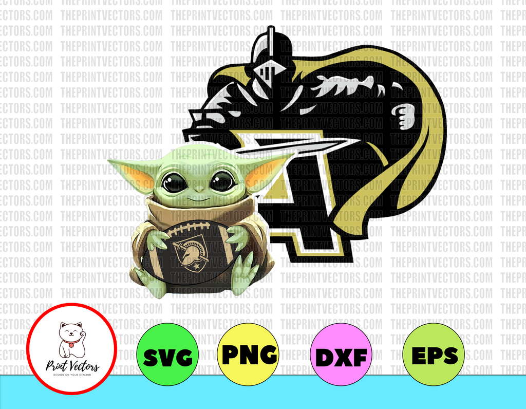 Baby Yoda with Army Black Kinght Football svg, Football PNG, Baby Yoda png, NCAA png, Sublimation ready, png files for sublimation,printing DTG printing - Sublimation design download - T-shirt design sublimation design