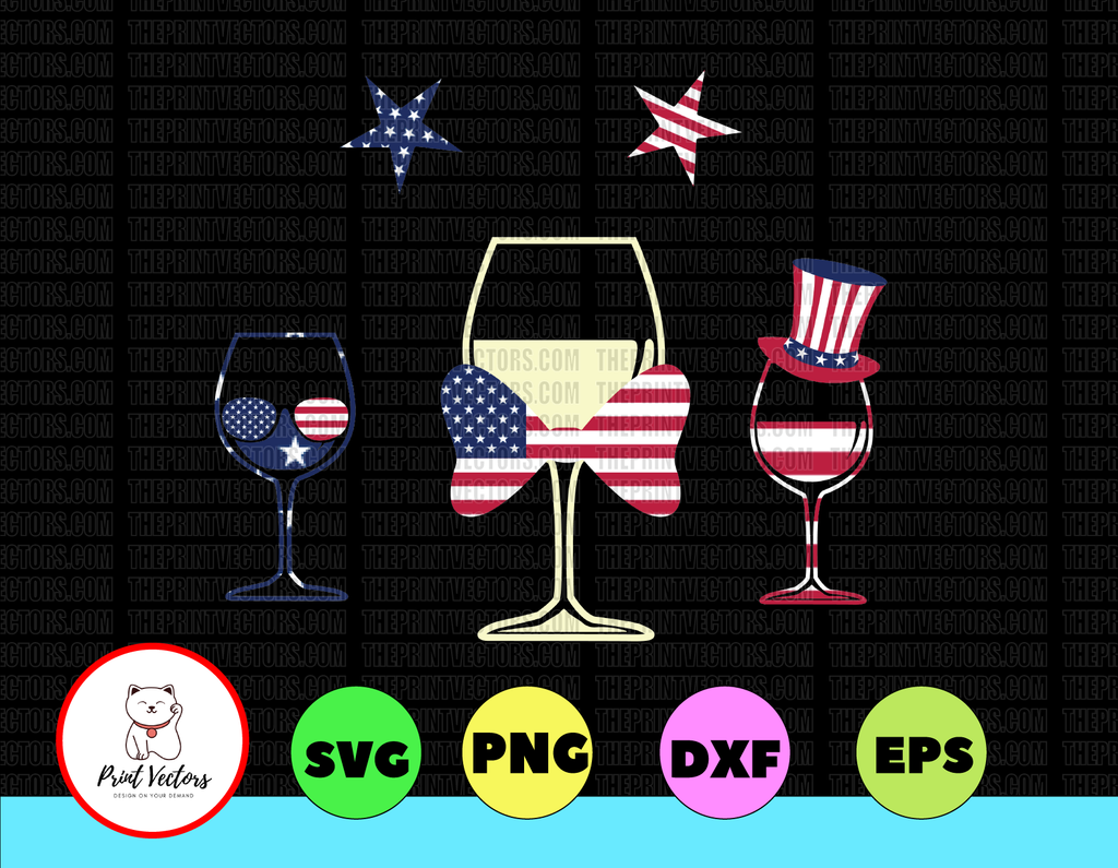 Three Wine Drunk Drinkin American Flag 4th July Independence Day Svg Dxf PNG -Sublimation design-Digital design - DTG printing - Clipart