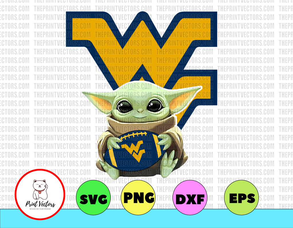 Baby Yoda with West Virginia mountaineers Football PNG,  Baby Yoda png, NCAA png, Sublimation ready, png files for sublimation,printing DTG printing - Sublimation design download - T-shirt design sublimation design