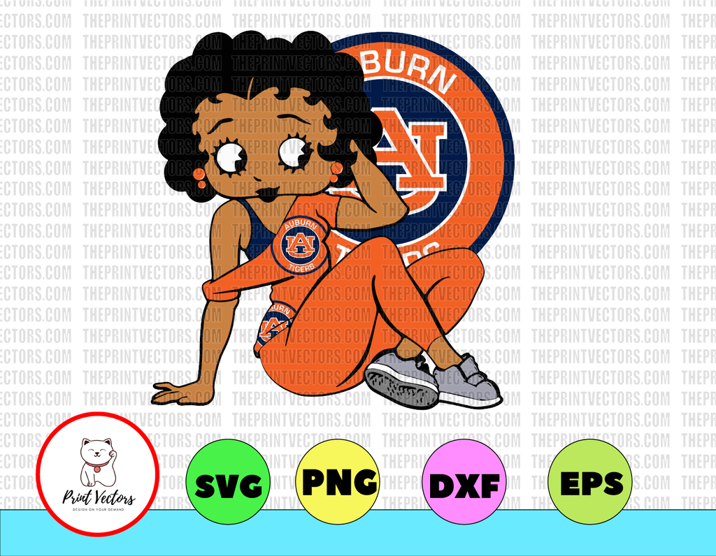 Betty Boop With Auburn Tigers PNG File, NCAA png, Sublimation ready, png files for sublimation,printing DTG printing - Sublimation design download - T-shirt design sublimation design