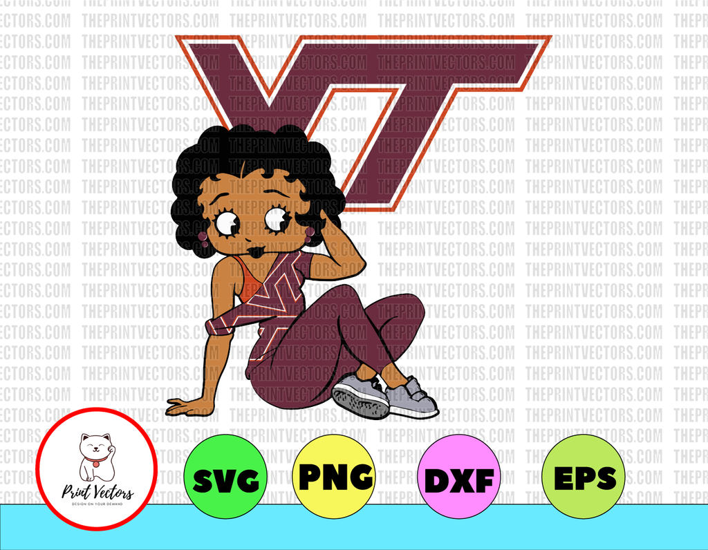Betty Boop With Virginia Tech Hokies Football PNG File, NCAA png, Sublimation ready, png files for sublimation,printing DTG printing - Sublimation design download - T-shirt design sublimation design
