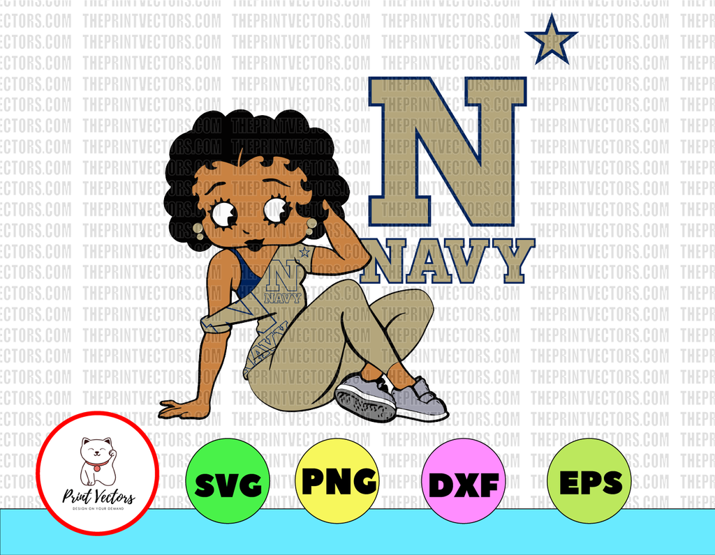 Betty Boop With Navy Midshipmen Football PNG File, NCAA png, Sublimation ready, png files for sublimation,printing DTG printing - Sublimation design download - T-shirt design sublimation design