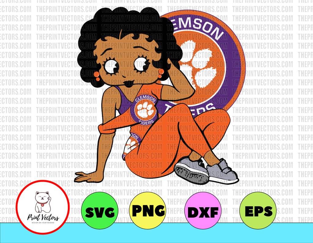 Betty Boop With Clemson Tigers PNG File, NCAA png, Sublimation ready, png files for sublimation,printing DTG printing - Sublimation design download - T-shirt design sublimation design