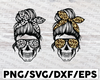 Leopard Mom Skull PNG, Messy bun skull png, Momlife skull png, JPG, PDF