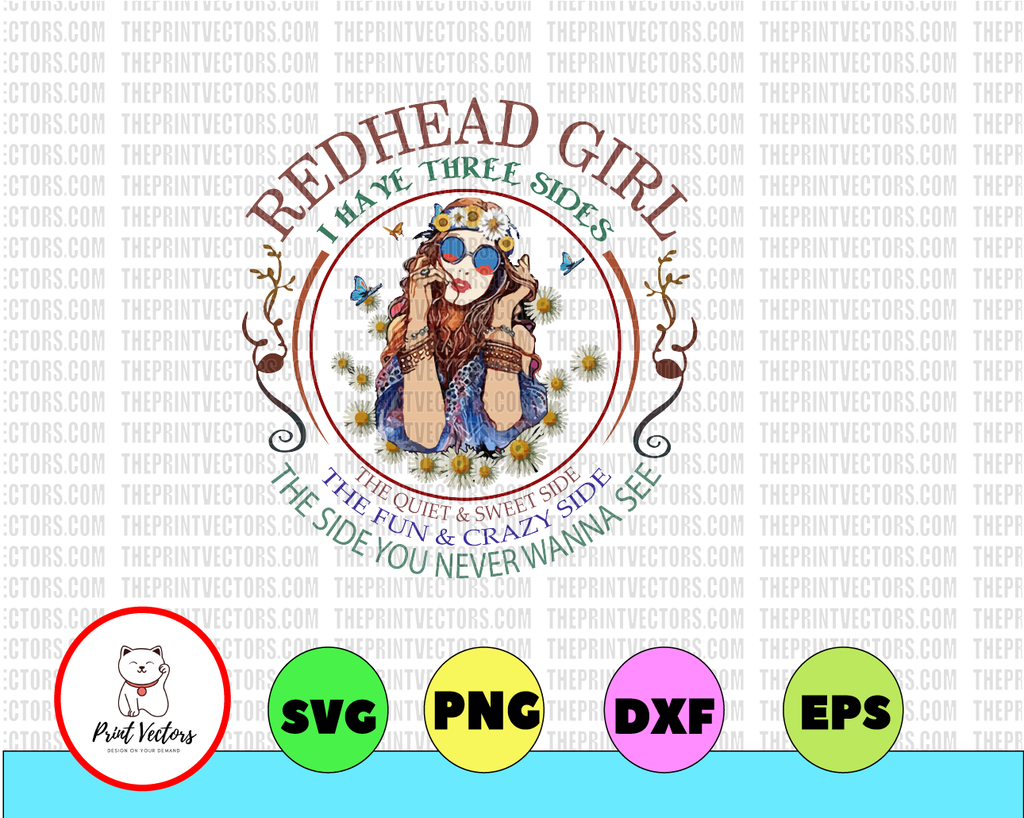 Redhead Girl I Have Three Sides Png, Redhead Png - INSTANT DOWNLOAD - Digital Print Design