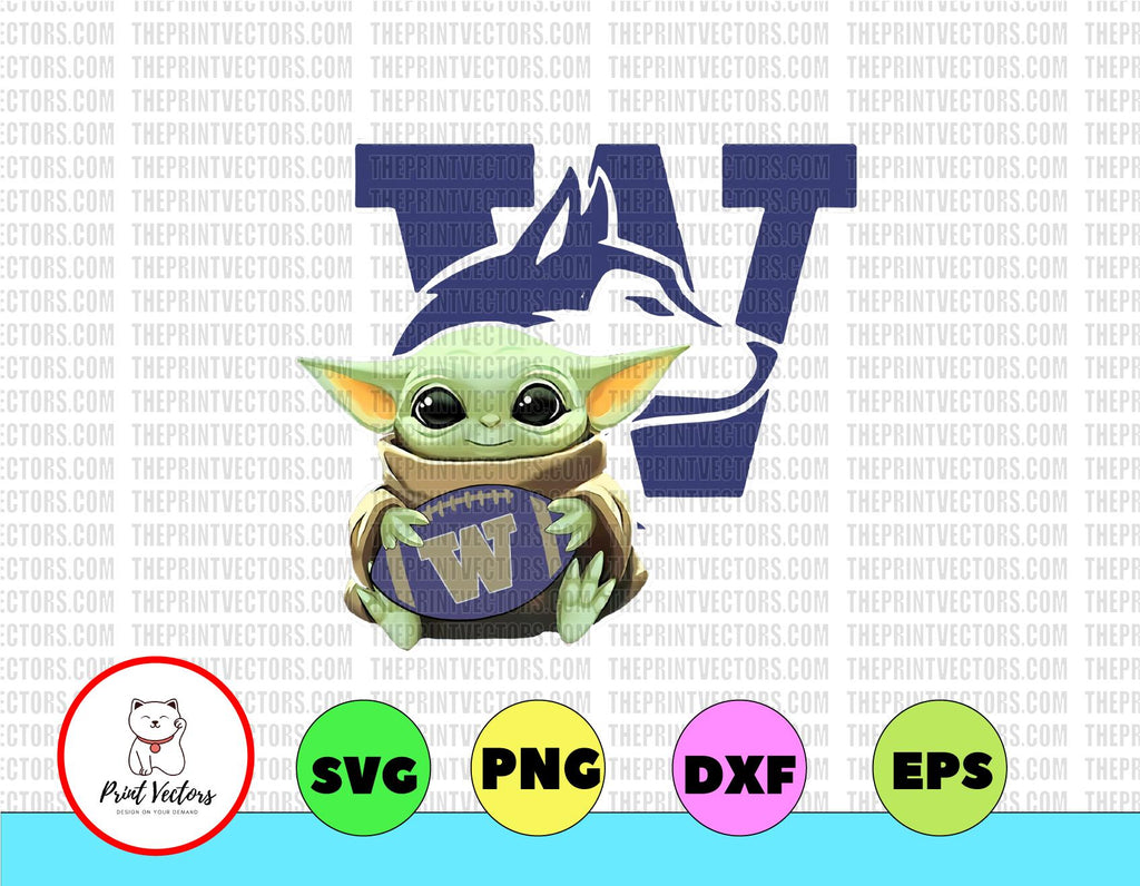 Baby Yoda png, NCAA png, Sublimation ready, png files, football svg, NCAA Sports svg, png dxf eps,Washington Huskies, Washington Huskies SVG,